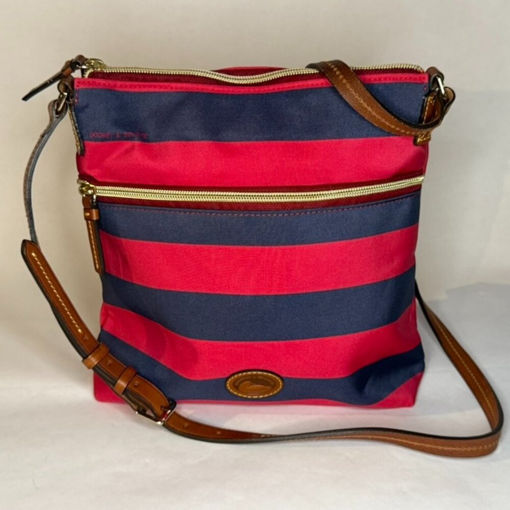 Dooney & Bourke Red and Blue Striped Canvas
